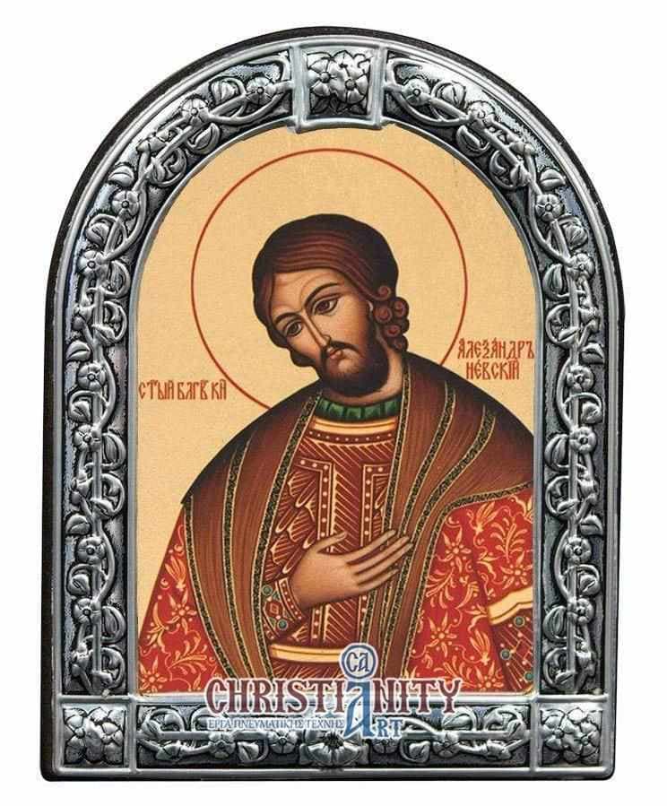 Saint Nefsksin Alexander - Image on wood with an indelible metal frame - Mount Athos — Wall reliefs from Christianity Art
