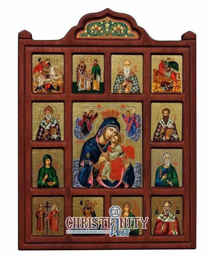 Virgin Mary Glycophilousa - Engraved wooden image made on canvas - Mount Athos — Paintings from Christianity Art