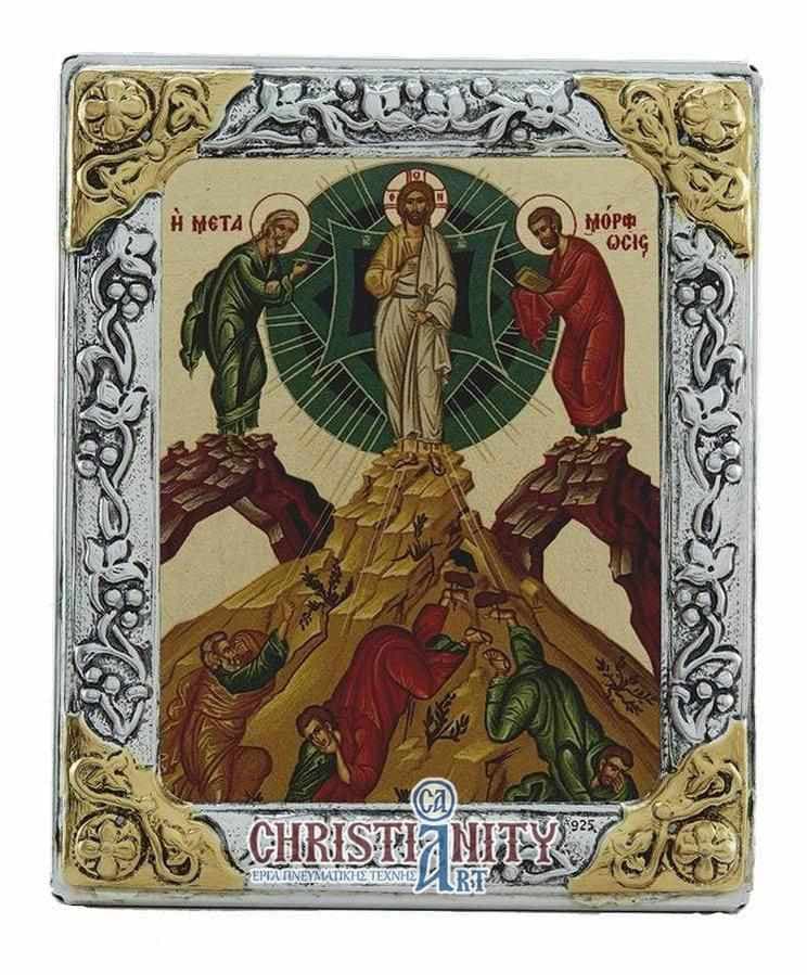 The Transfiguration - Silver image in wood, locally gilded - Mount Athos — Wall reliefs from Christianity Art