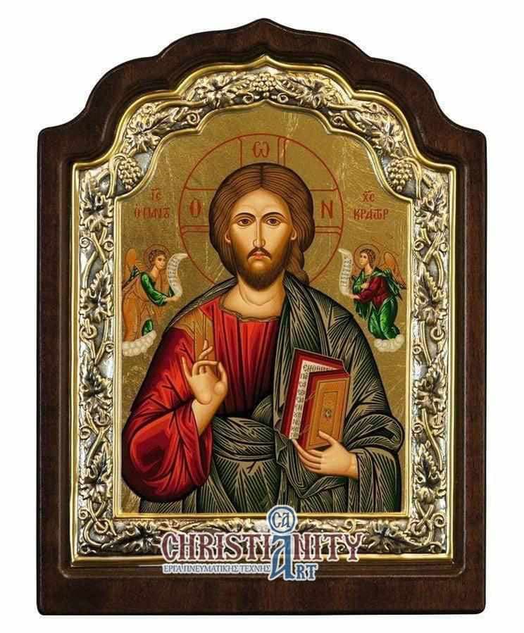 Christ Almighty - Silver image on wood, locally gilded - Mount Athos — Wall reliefs from Christianity Art