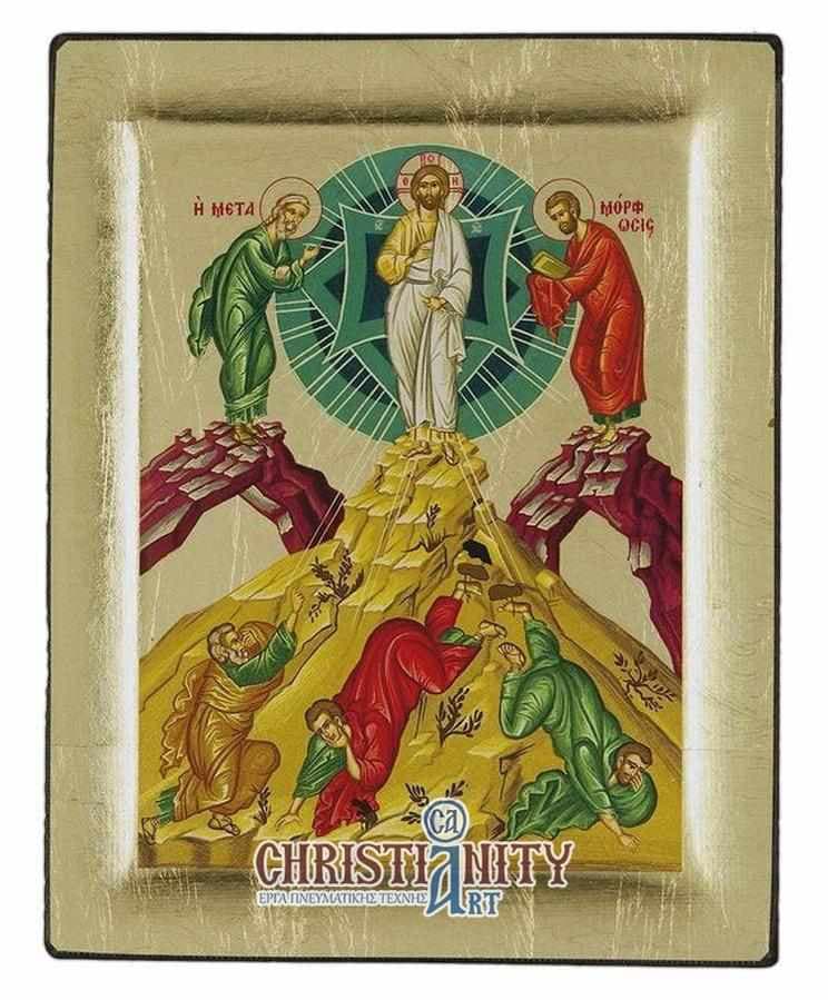 The Metamorphosis - Engraved wooden image on canvas with golden background - Mount Athos — Paintings from Christianity Art