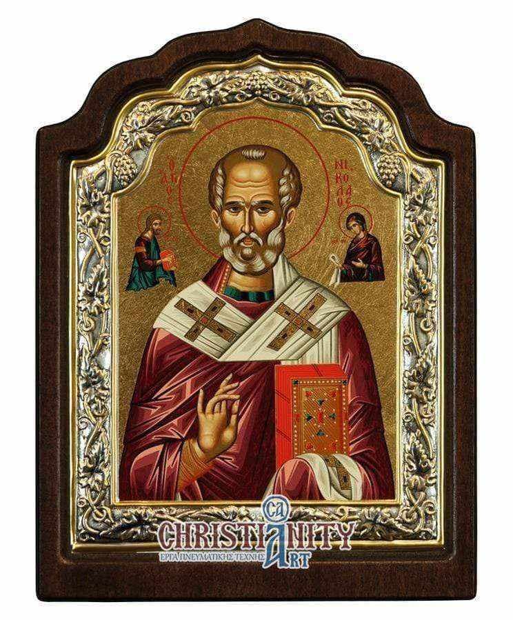 Saint Nikolaos - Silver icon on wood, locally gilded - Mount Athos — Wall reliefs from Christianity Art