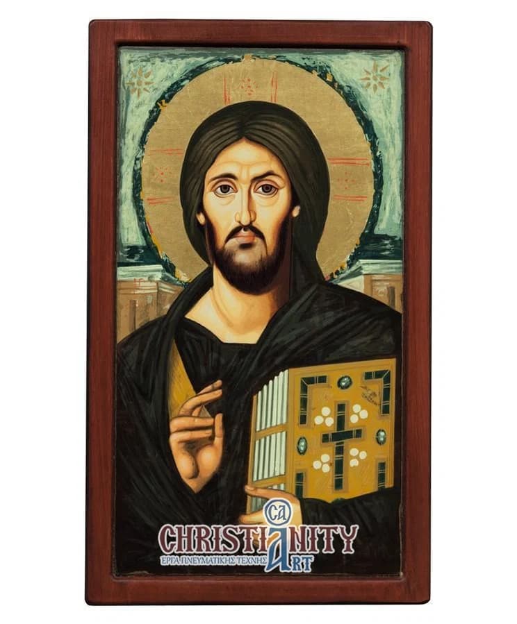 Christ Almighty of Sinai - Engraved wooden image painted on canvas - Mount Athos — Paintings from Christianity Art