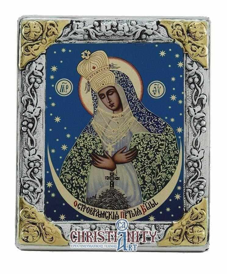 Virgin Mary Deomeni - Silver image in wood, locally gilded - Mount Athos — Wall reliefs from Christianity Art