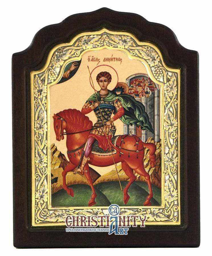 Saint Demetrius - Silver icon on wood, locally gilded - Mount Athos — Wall reliefs from Christianity Art