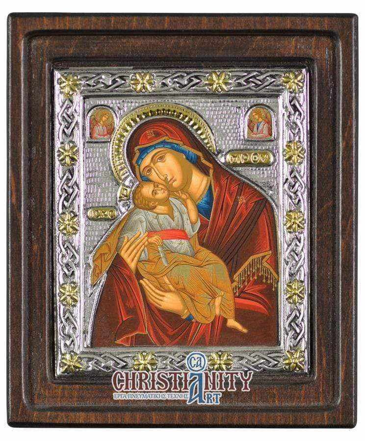 Virgin Mary Glykilisousa - Silver image on wood, locally gilded - Mount Athos — Wall reliefs from Christianity Art