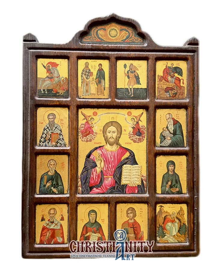 Christ Almighty - Engraved wooden image painted on canvas - Mount Athos β Paintings from Christianity Art