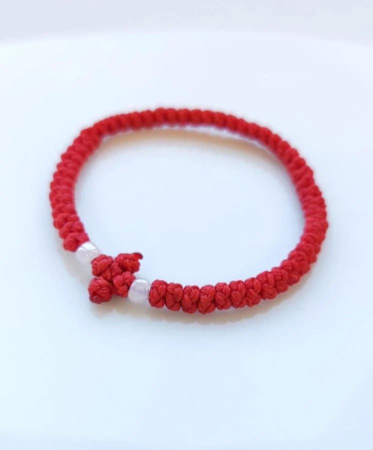 Athonite Waxed Prayer Rope Bracelet with Braided Cross & Beads β Available in Multiple Colours β Bracelets from Christianity Art