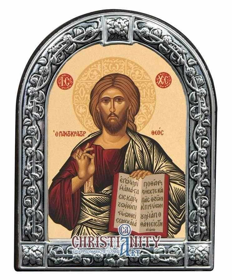 Christ Almighty - Image in wood with indelible metal frame - Mount Athos — Wall reliefs from Christianity Art