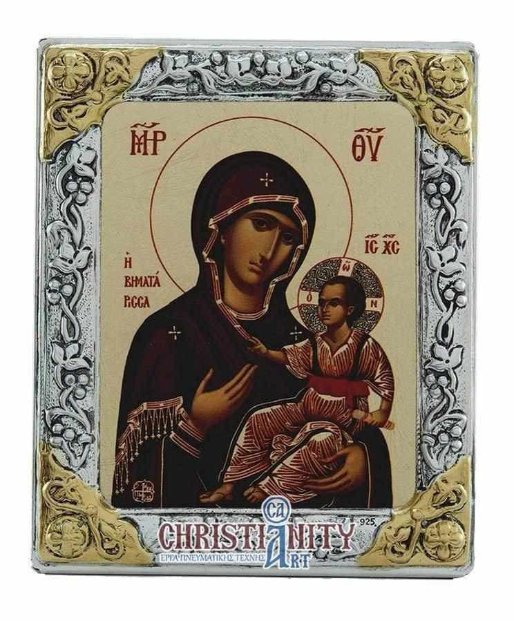 Virgin Mary Pematarisa - Silver image on wood, locally gilded - Mount Athos — Wall reliefs from Christianity Art