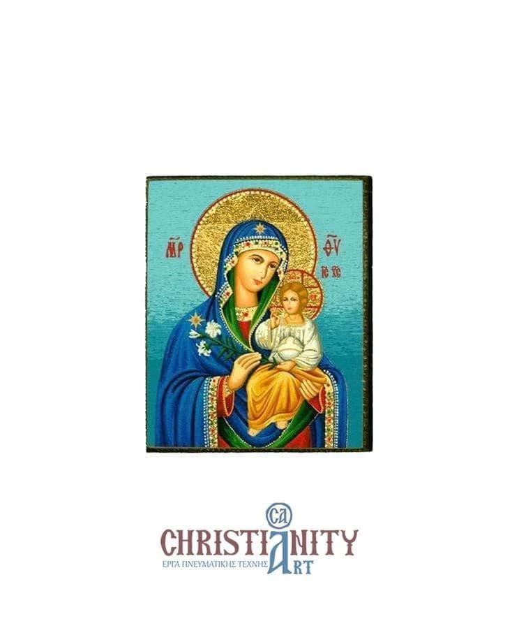 Virgin Mary of Lilies - Magnetic image on wood - Mount Athos — Paintings from Christianity Art