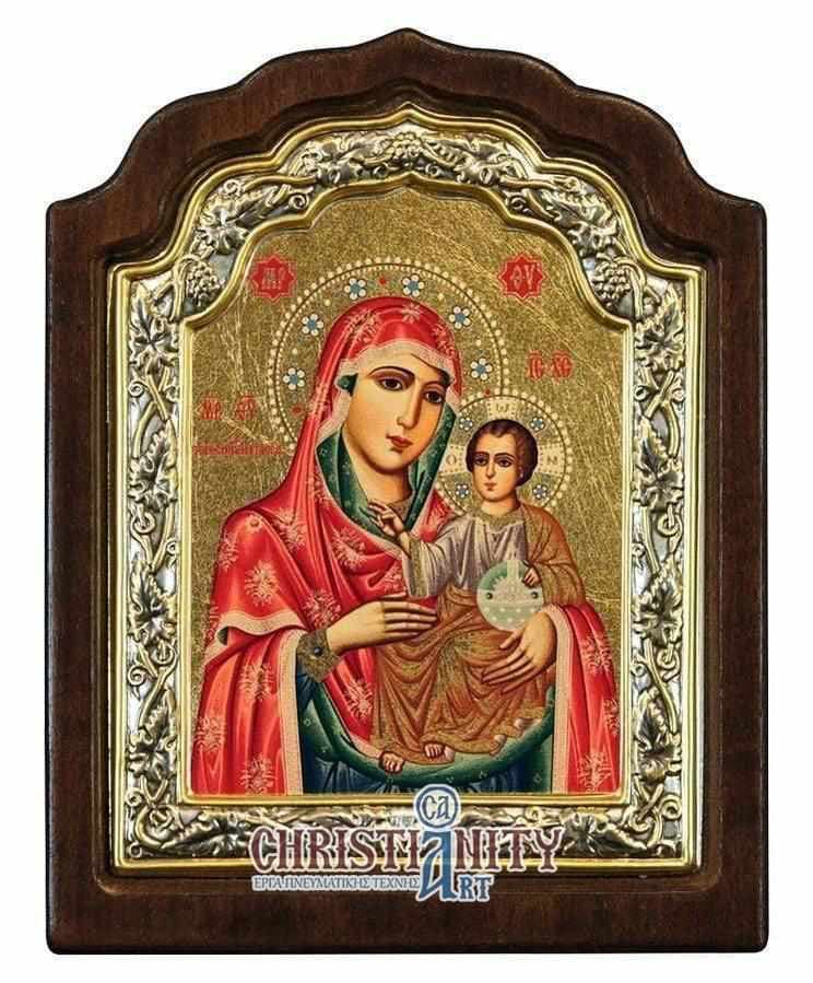 Virgin Mary Jerusalem - Silver image in wood, locally gilded - Mount Athos — Wall reliefs from Christianity Art