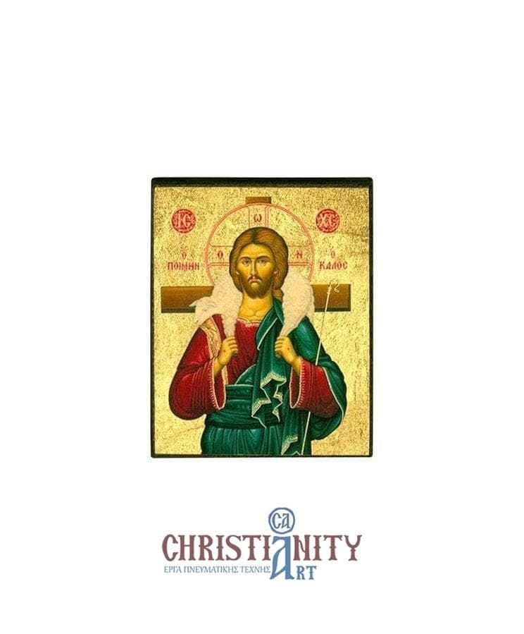 Christ Good Shepherd - Magnetic image on wood - Mount Athos — Paintings from Christianity Art
