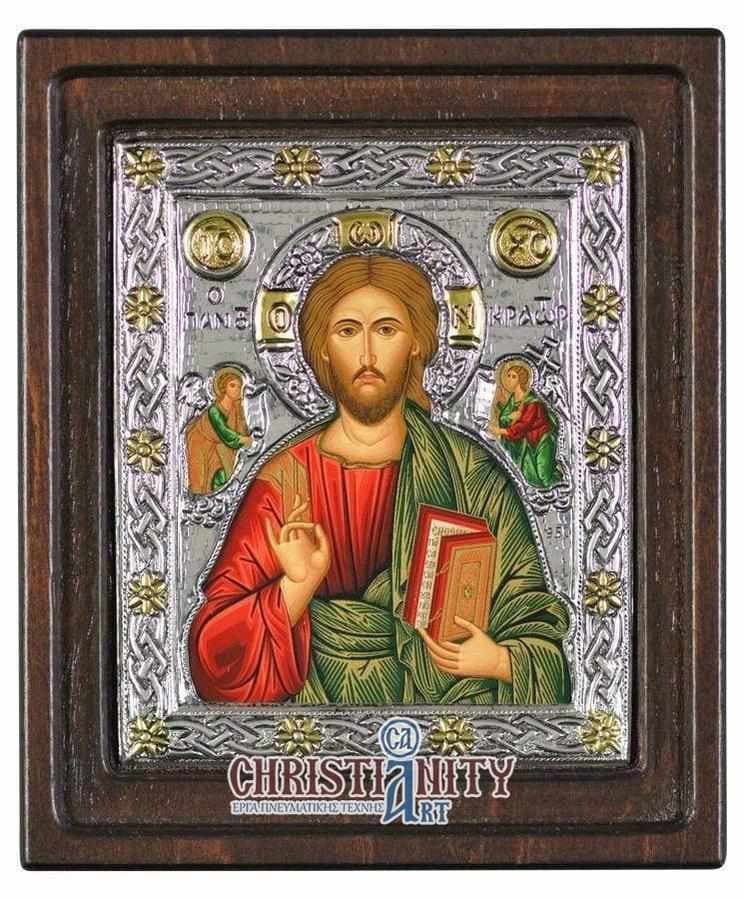 Christ Almighty - Silver image on wood, locally gilded - Mount Athos β Wall reliefs from Christianity Art