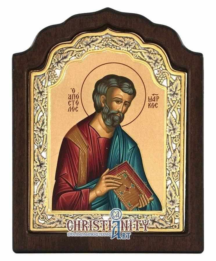 Apostle Mark - Silver image on wood, locally gilded - Mount Athos — Wall reliefs from Christianity Art