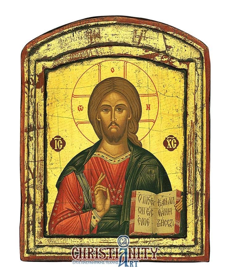 Jesus Christ Kazan - Engraved wooden image painted on canvas - Mount Athos — Paintings from Christianity Art
