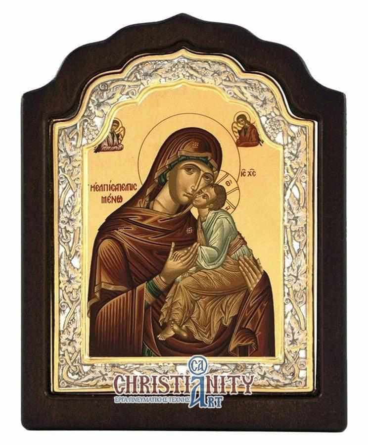 Virgin Mary Glykilisousa - Silver image on wood, locally gilded - Mount Athos — Wall reliefs from Christianity Art