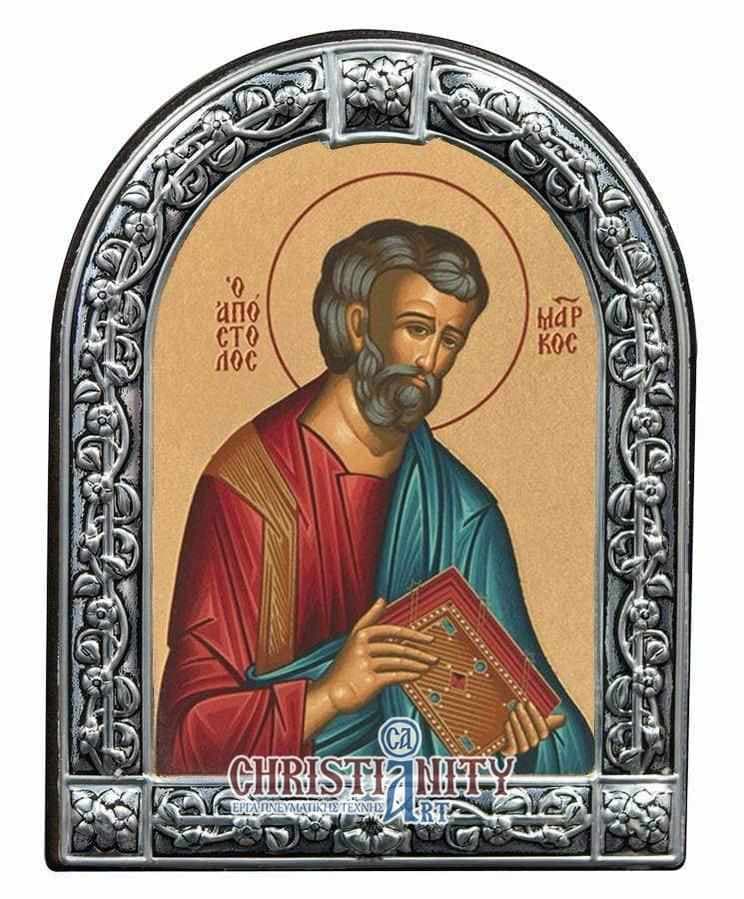 Apostle Mark - Image in wood with indelible metal frame - Mount Athos — Wall reliefs from Christianity Art