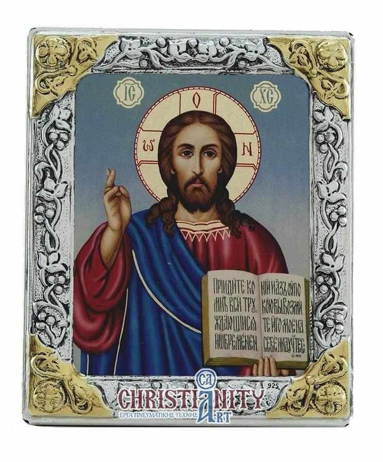 Jesus Christ - Silver image on wood, locally gilded - Mount Athos — Wall reliefs from Christianity Art