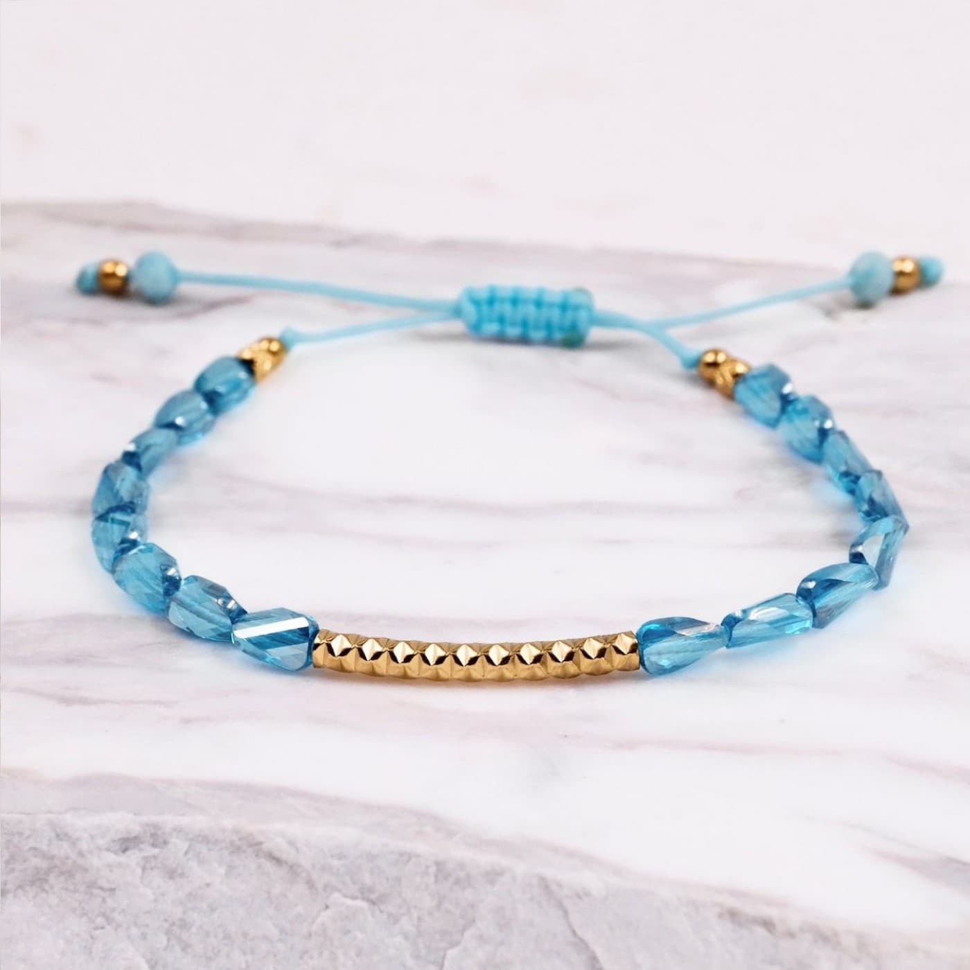 Macramé Bracelet with Crystals & Semiprecious Stones | Turquoise — Bracelets from Toolittle