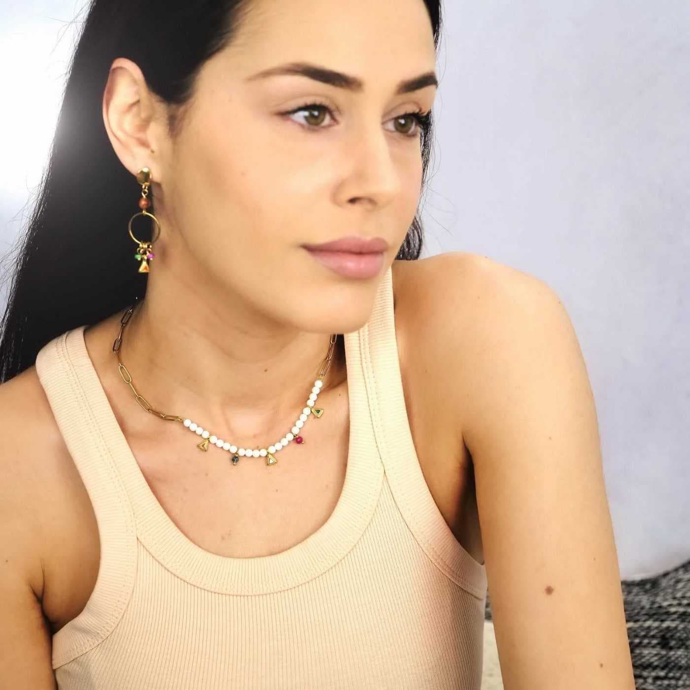 Pebbles Necklace with Enamel & Semi-precious stones — Necklaces from Toolittle