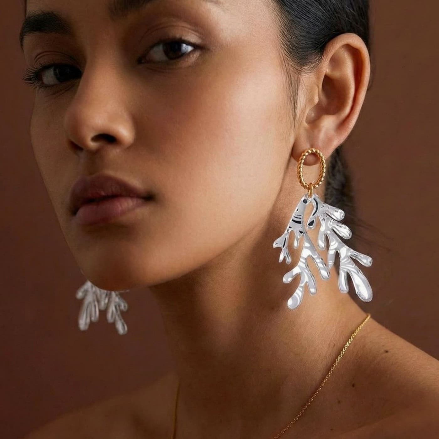 Golden Earrings | Plexiglass Coral — Earrings from Toolittle