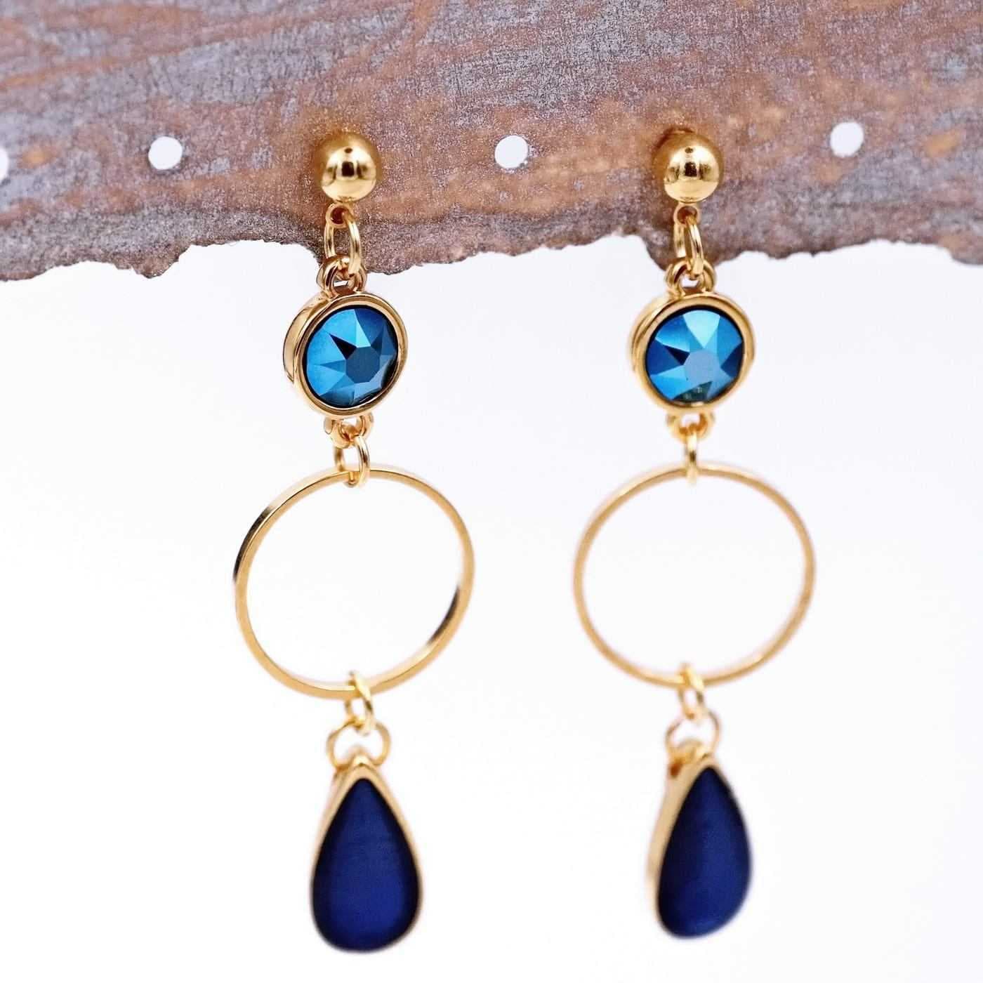 Earrings with crystals and vitraux drops — Earrings from Toolittle