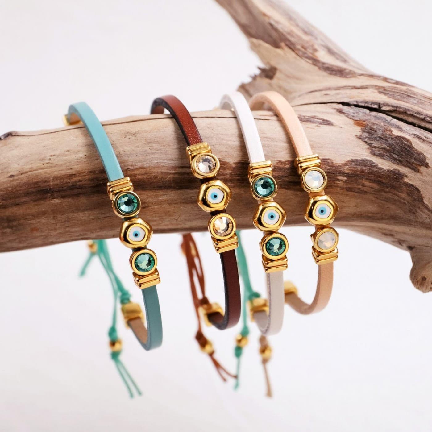 Leather Bracelets | Pebble Evil Eye — Bracelets from Toolittle