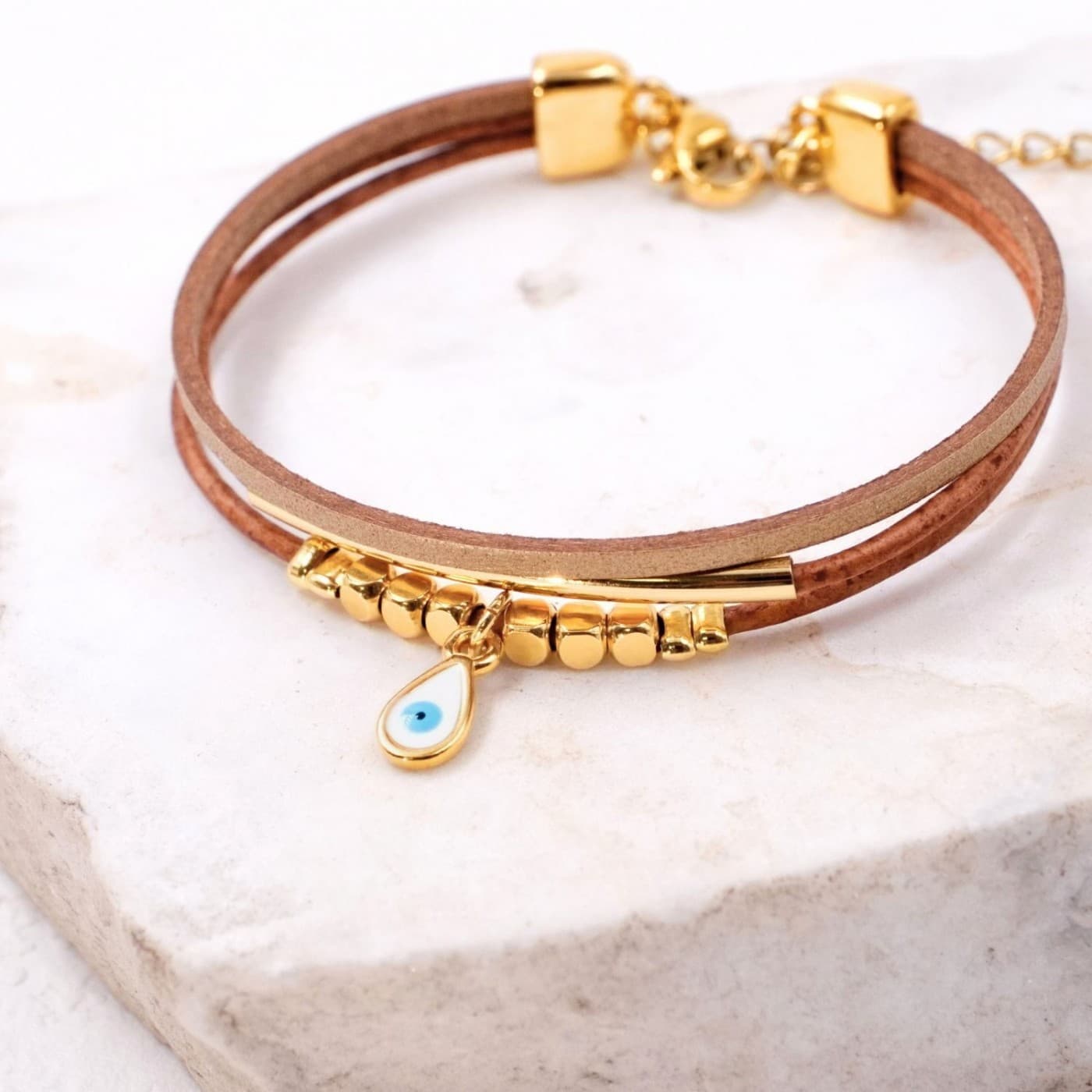 Leather Bracelet with Evil Eye — Bracelets from Toolittle