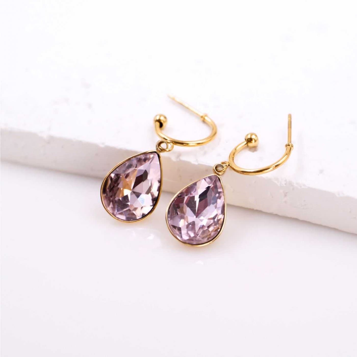 Teardrop Earrings - Gold Plated Steel & Crystals — Earrings from Toolittle