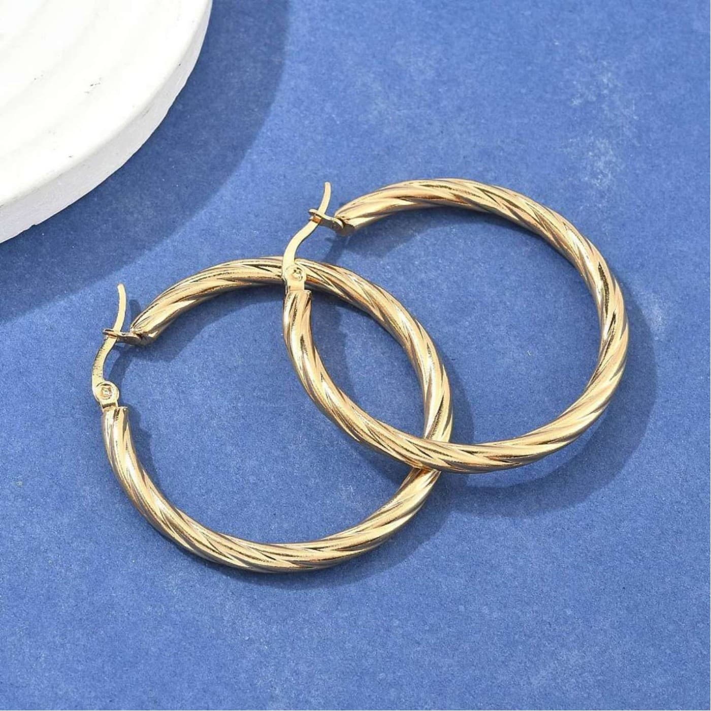 Stainless Steel Gold-plated Hoop Earrings — Earrings from Toolittle