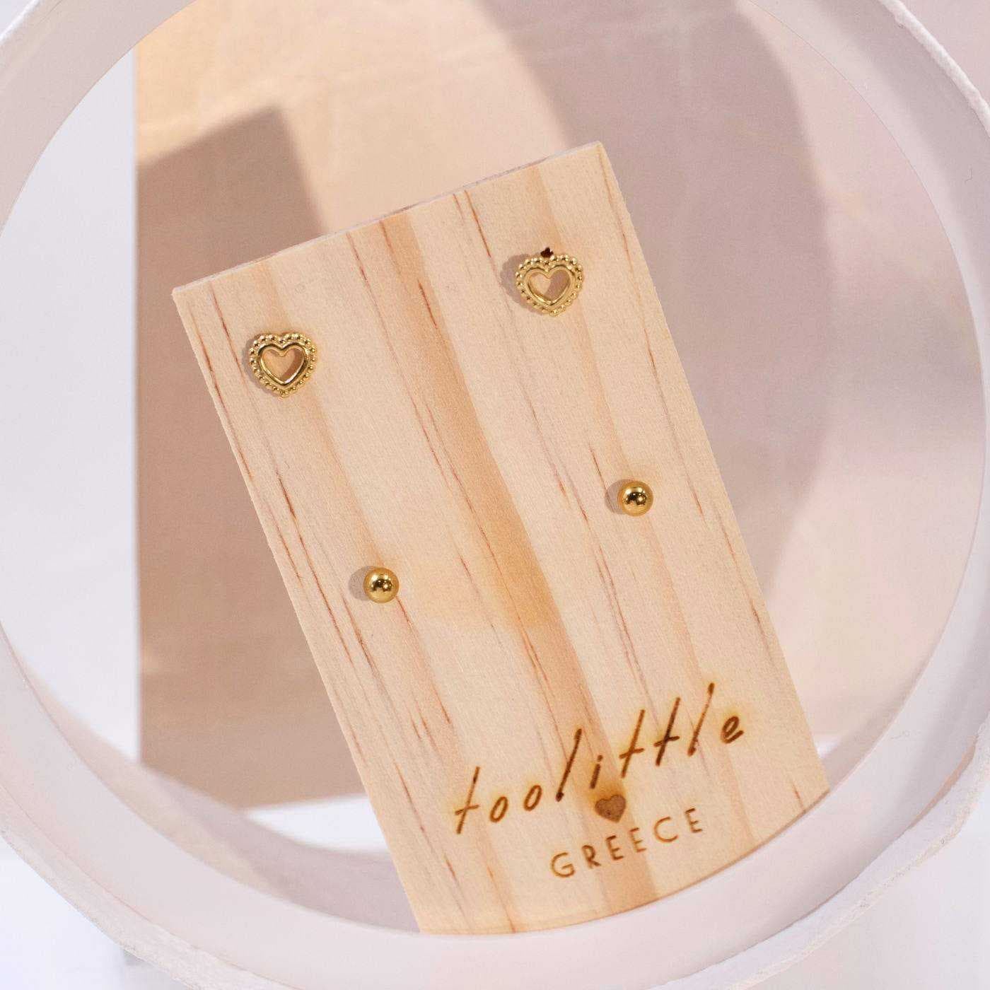 2 Pairs of Gold-plated Inox Stud Earrings Set — Earrings from Toolittle