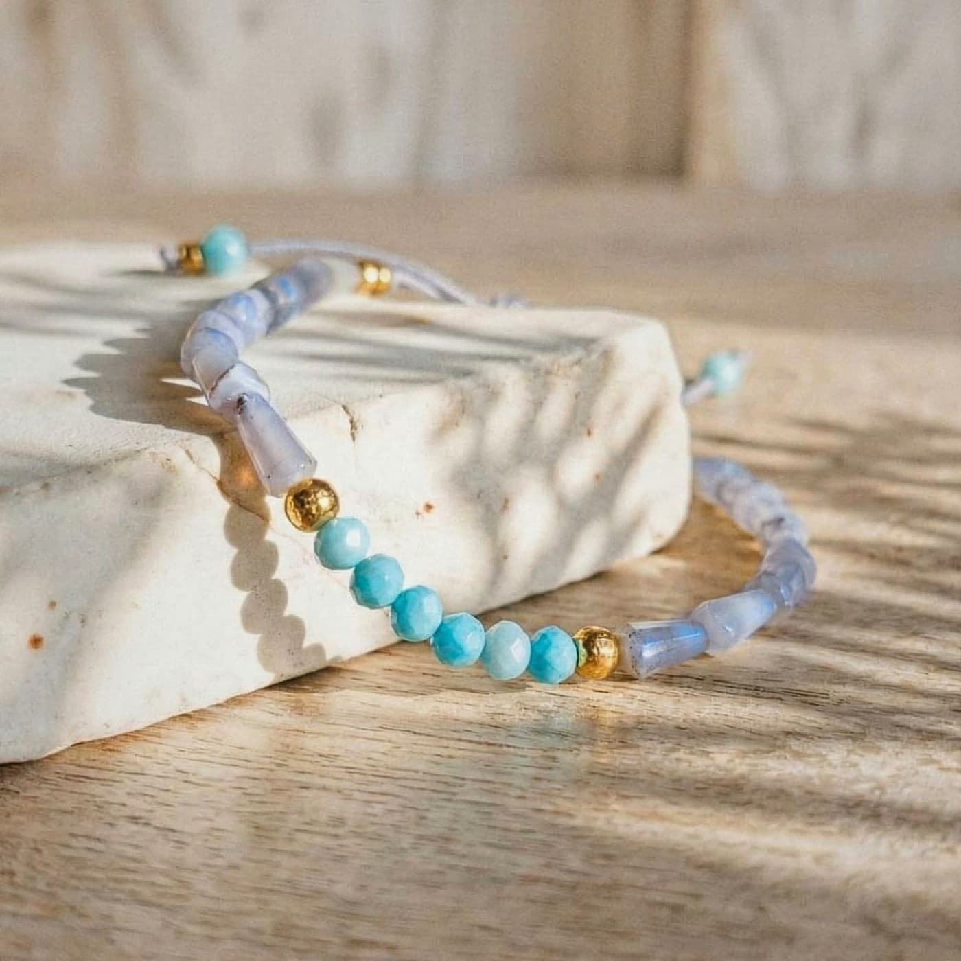 Macramé Bracelet with Crystals & Semiprecious Stones | Grey — Bracelets from Toolittle
