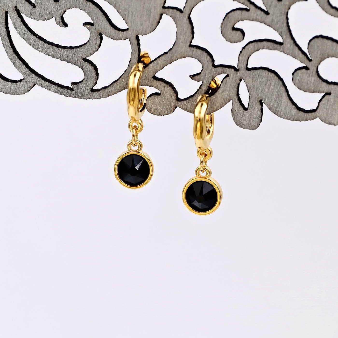 Gold-plated hoop earrings with crystals — Earrings from Toolittle