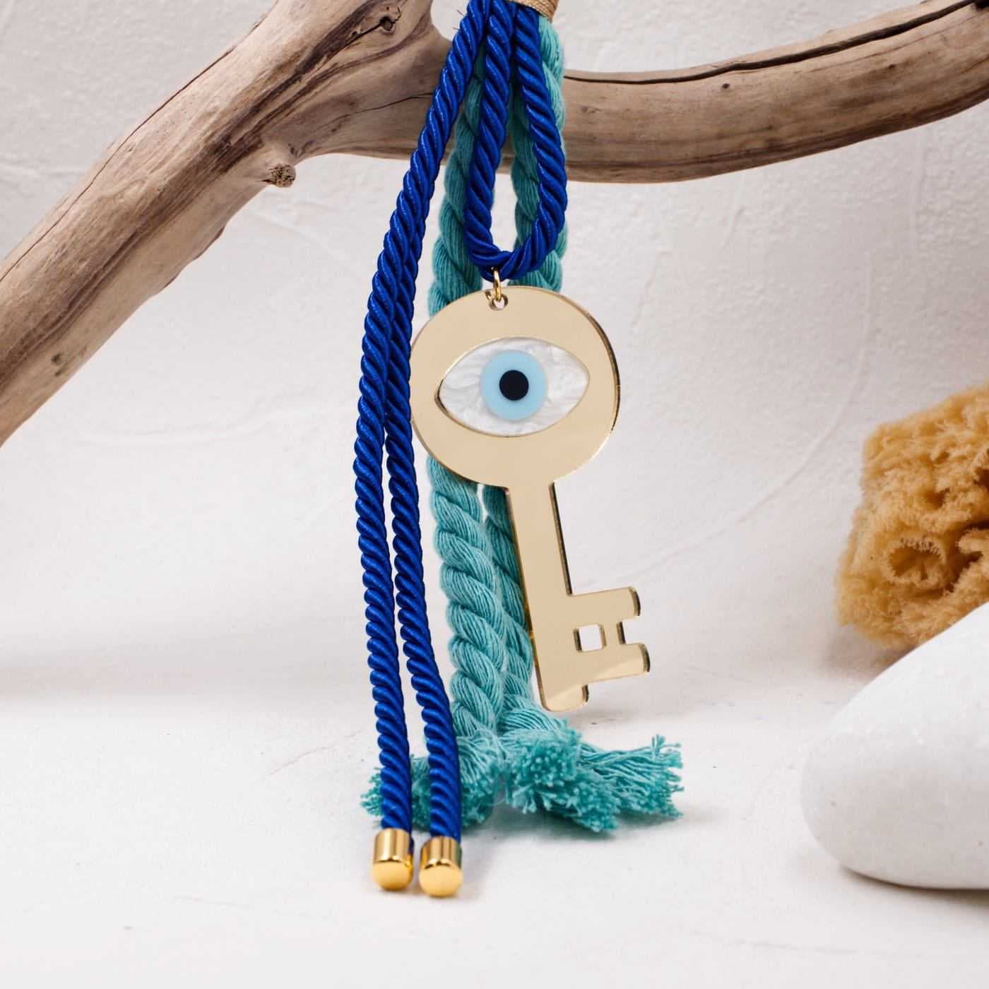 Aegean Collection Lucky Charm Key with Evil Eye — Pendants & charms from Toolittle