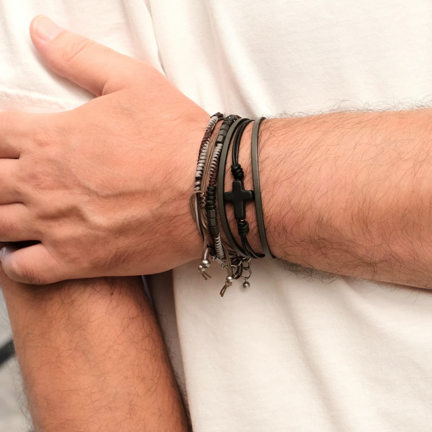 Men's Bracelet | Stainless Steel & Black Cross — Bracelets from Toolittle