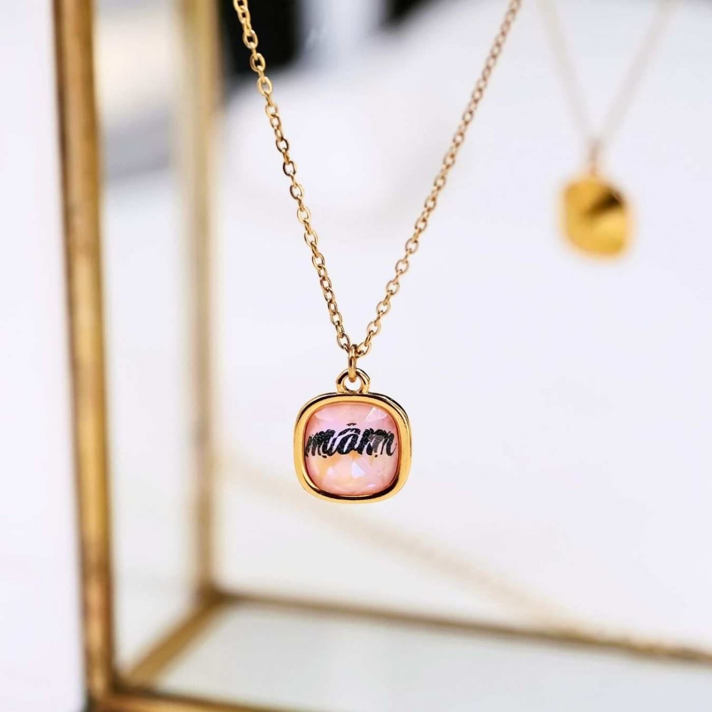 Mom Necklace: Swarovski Crystal with Engraving — Necklaces from Toolittle