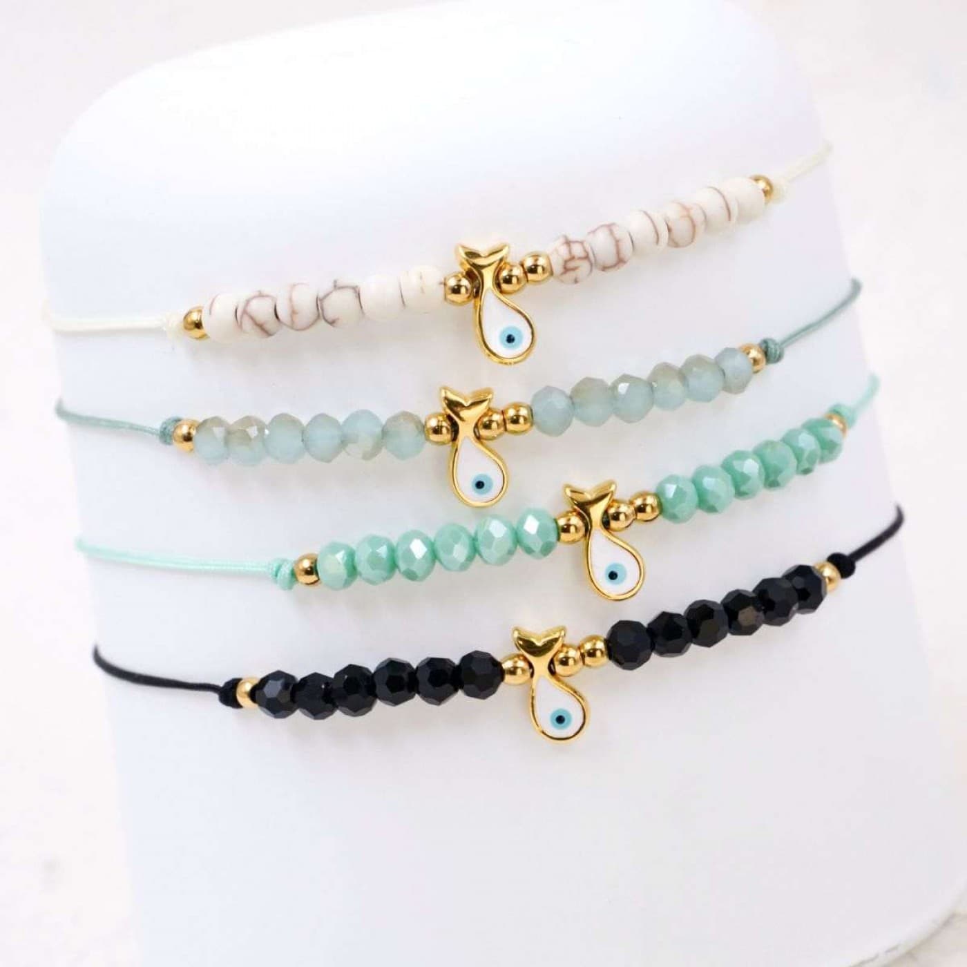 Macramé Bracelet with Metal Fish & Enamel Eye | Color Select — Bracelets from Toolittle