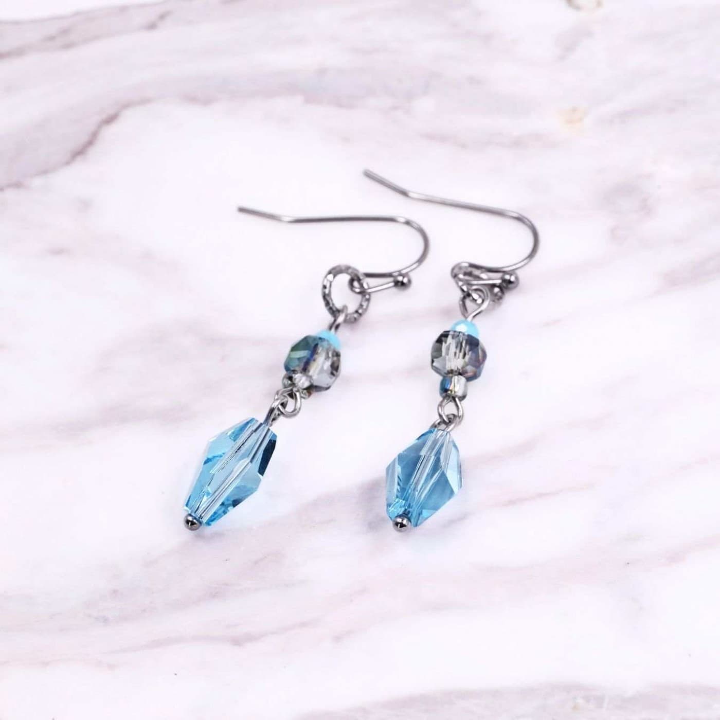 Silver-plated Crystal Earrings | Ice Blue — Earrings from Toolittle