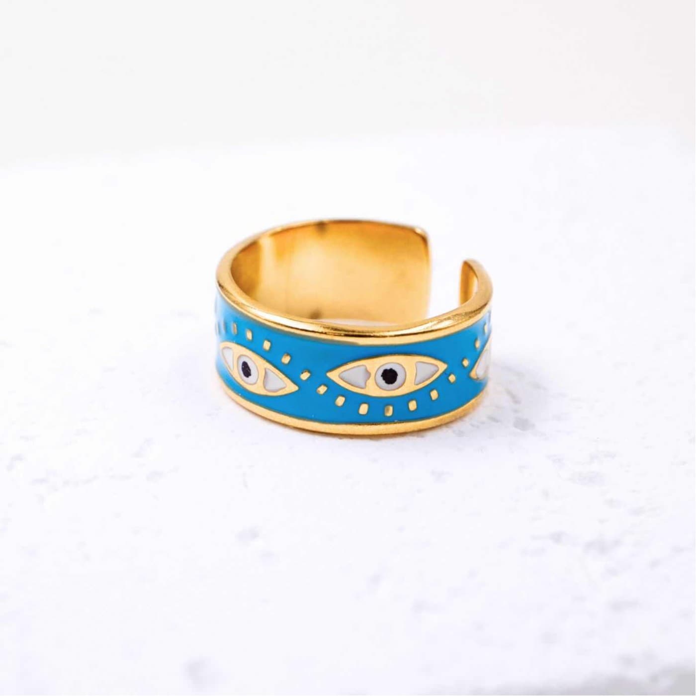Turqouise Evil Eye Stainless Steel Ring — Rings from Toolittle