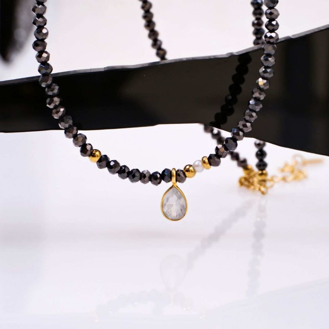 Crystal Jewelry: Stainless Steel & Silver Moonstone Necklace — Necklaces from Toolittle