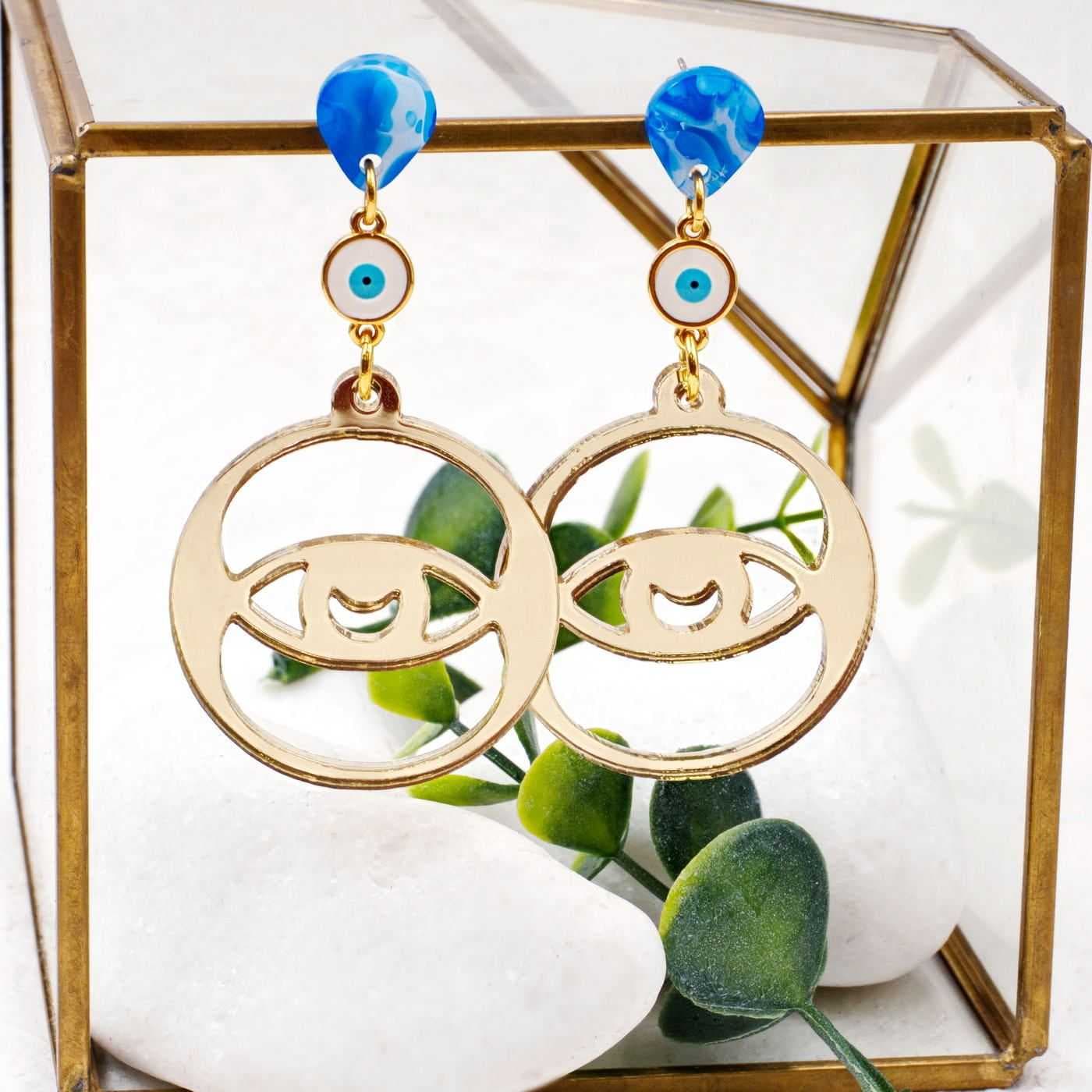 Santorini Evil Eye Mirror Earrings — Earrings from Toolittle