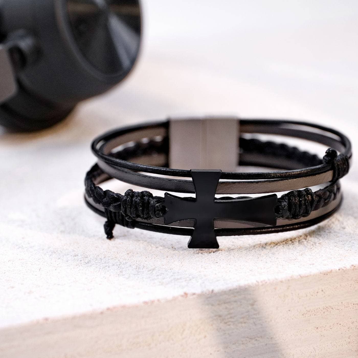 Cross Leather Men's Bracelet — Bracelets from Toolittle