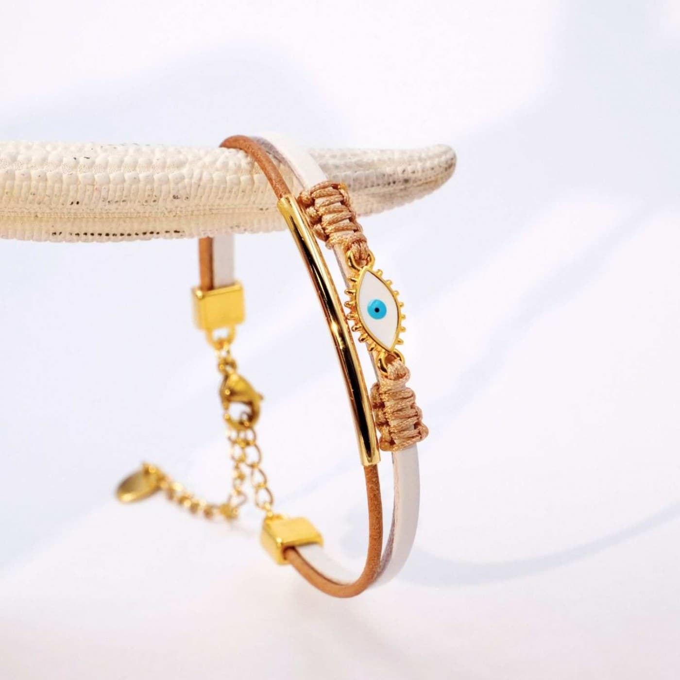 Leather Bracelet with Evil Eye — Bracelets from Toolittle