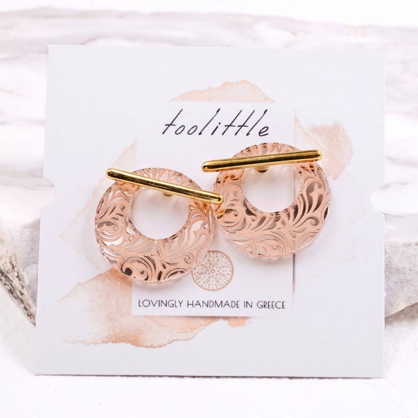 Stud Earrings with Golden Bar - Plexiglass Print — Earrings from Toolittle