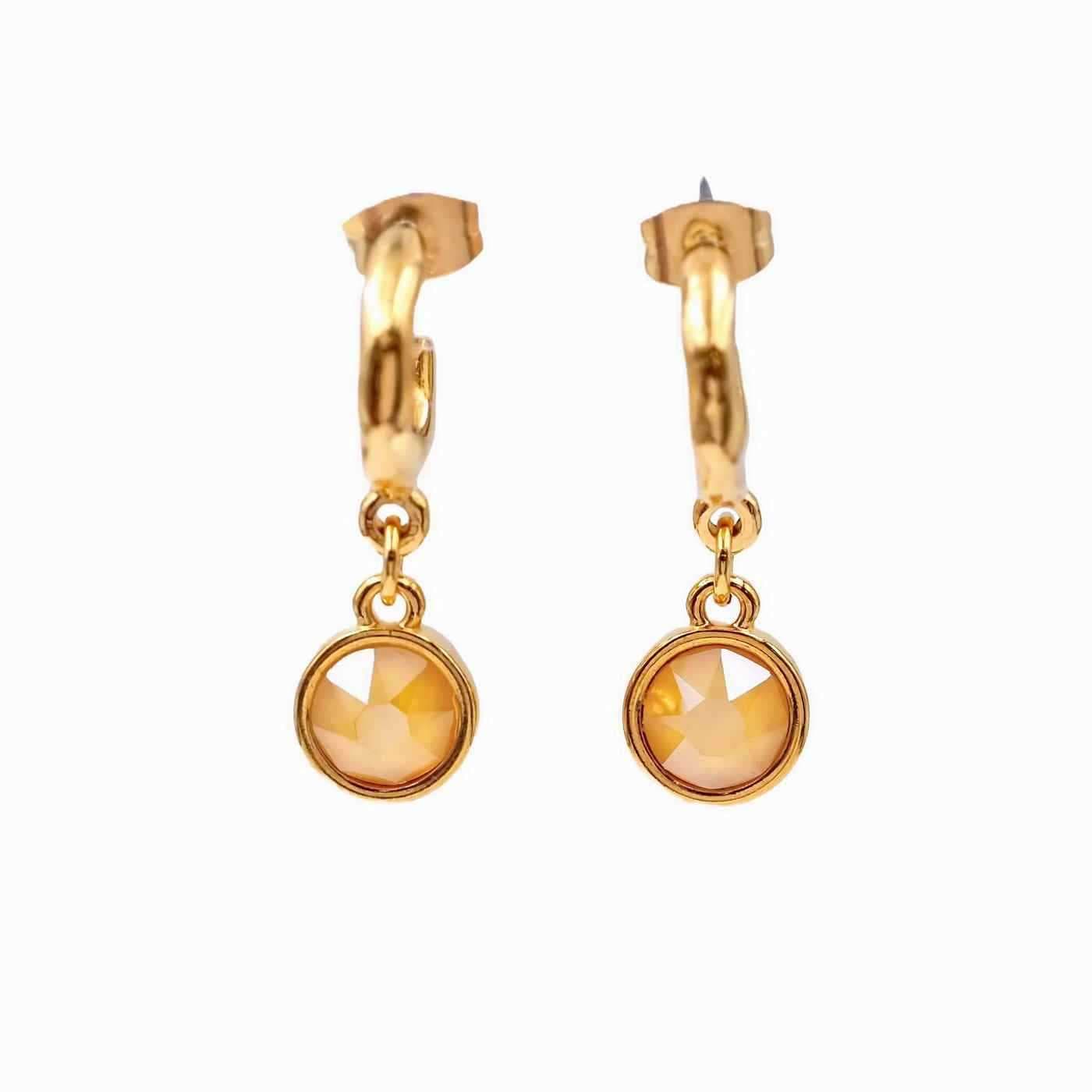 Gold-plated hoop earrings with crystals — Earrings from Toolittle