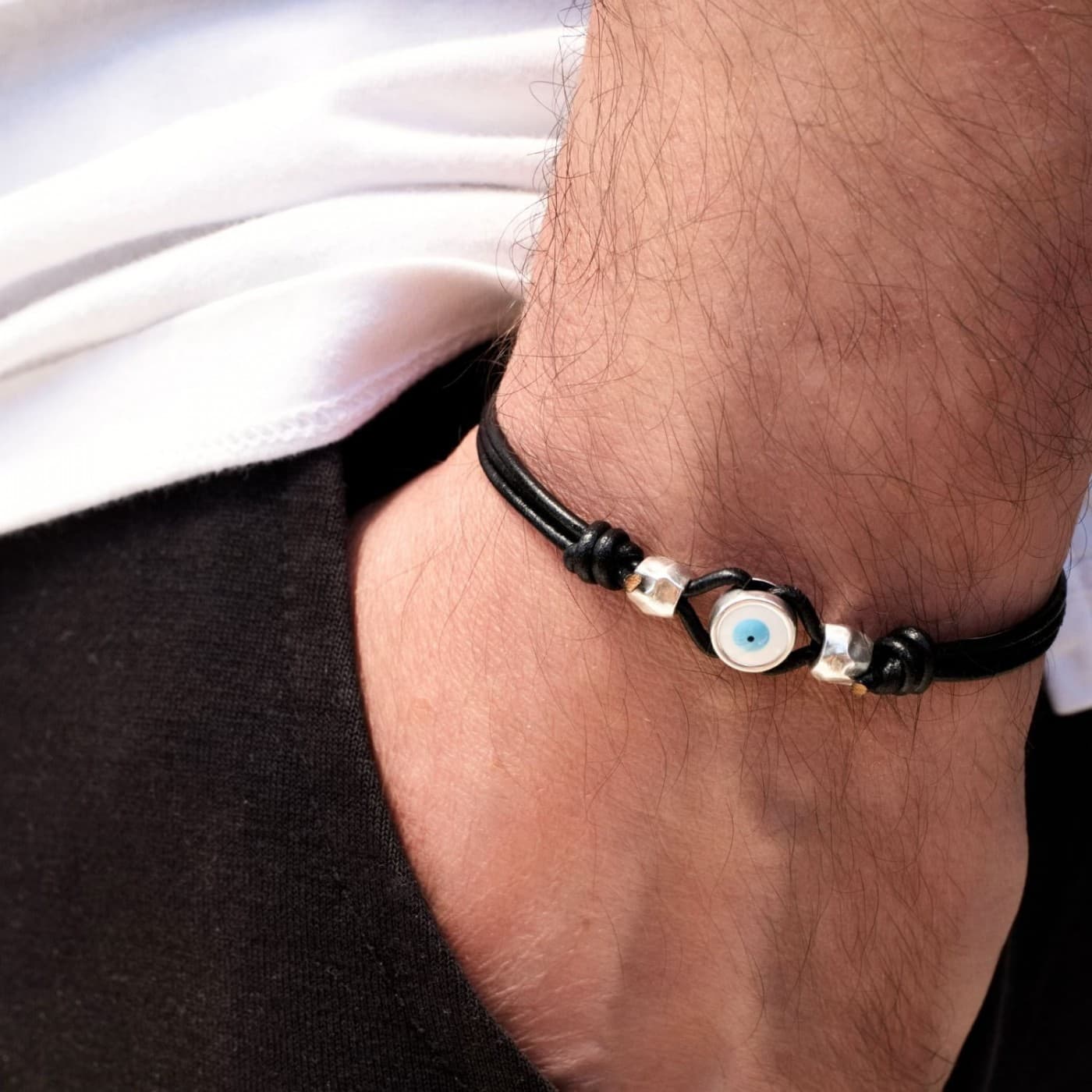 Evil Eye Leather Men's Bracelet — Bracelets from Toolittle