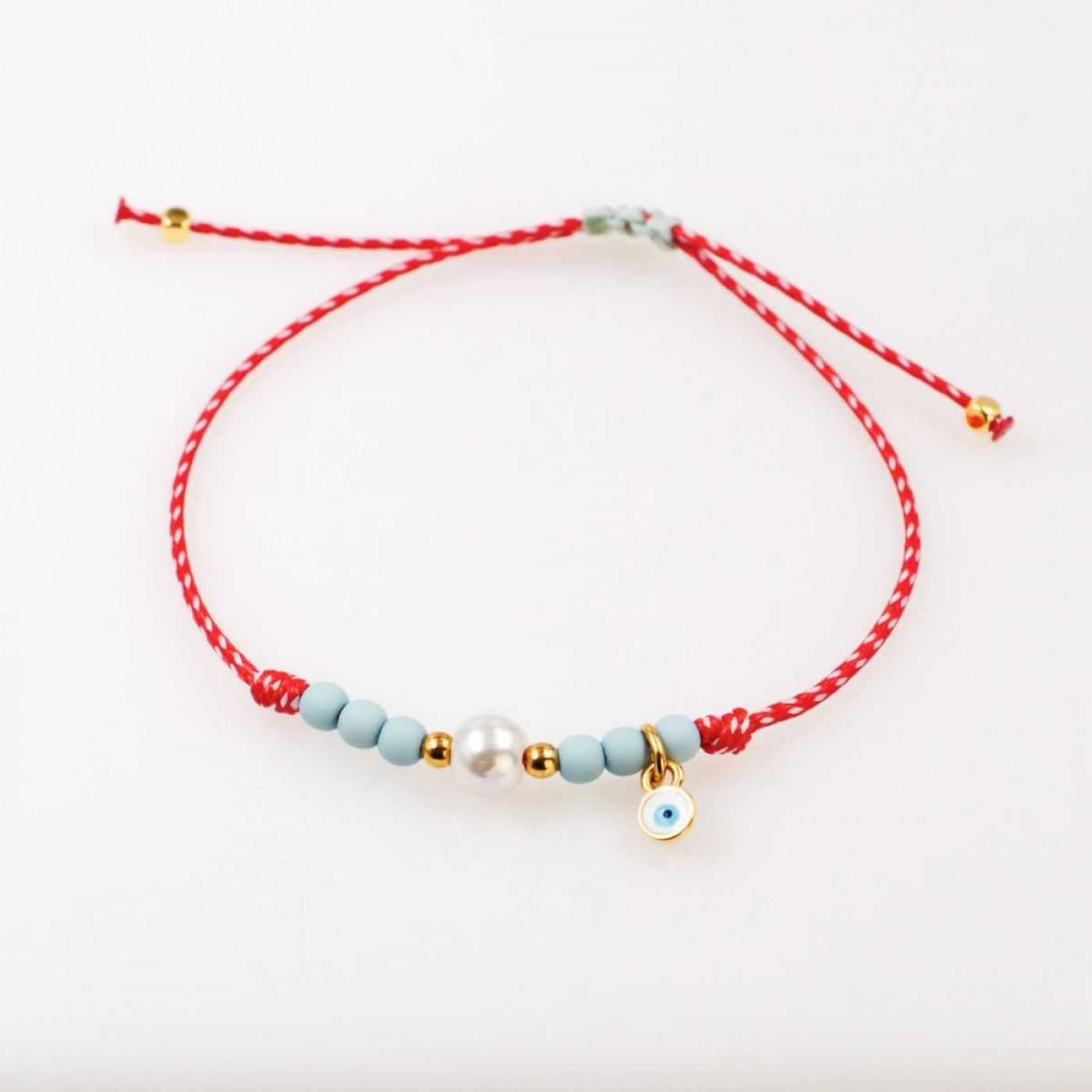 Women’s Martaki Bracelet with Evil Eye & Pearl | Handmade — Bracelets from Toolittle