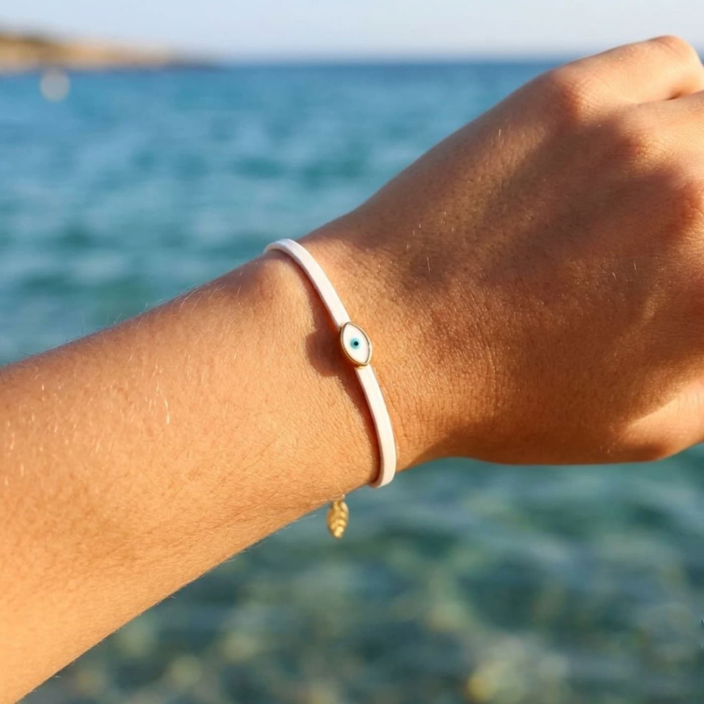 Women's Leather Bracelet | Enamelled Evil Eye — Bracelets from Toolittle