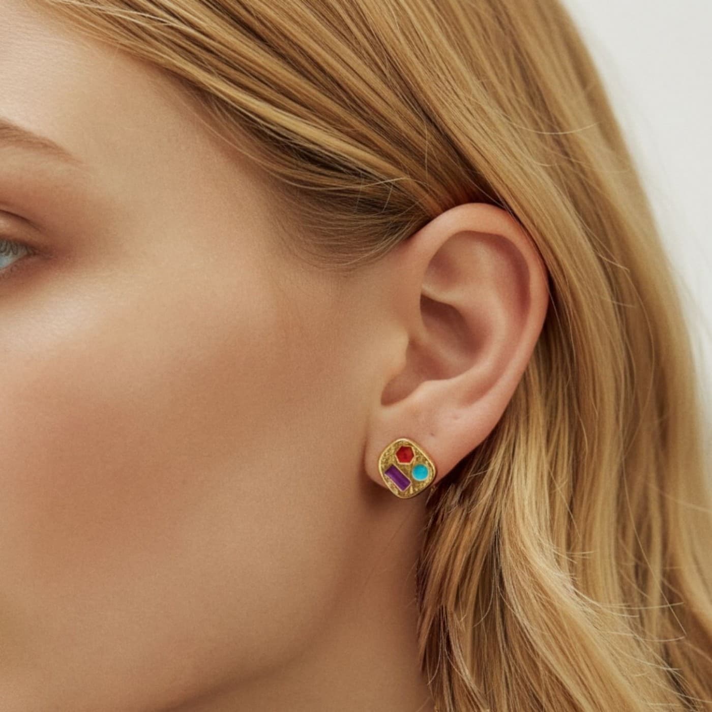 Gold-Plated Stud Earrings with Enamel — Earrings from Toolittle